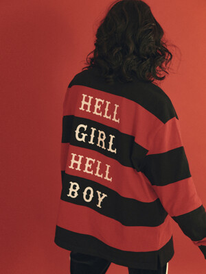 0 1 hell boy rugby shirt - red&black