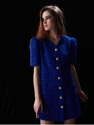 BLUE TWEED DRESS