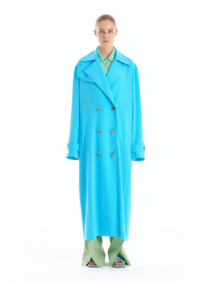 UTICA Double-Breasted Trench Coat - Sky Blue