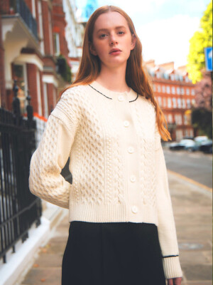 Pure Wool Cable Cardigan (IVORY)