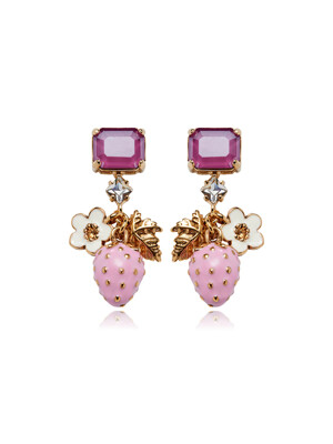 Crystal & Berry Earrings Pink