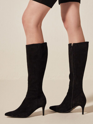 Stiletto Suede Long Boots_Black