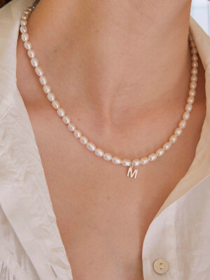 Mora Initial Pearl Necklace _ 925silver