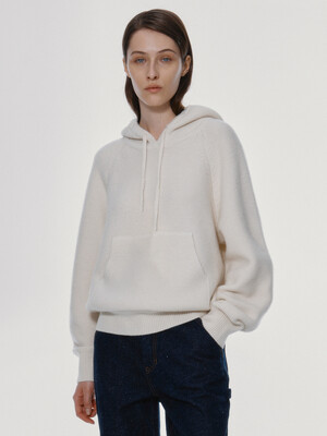 Knitted hoodie sweat shirt (Ivory)