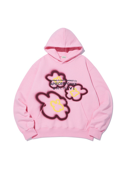 티셔츠,티셔츠 - 어피스오브케이크 (APIECEOFCAKE) - Flower bear hoodie_light pink
