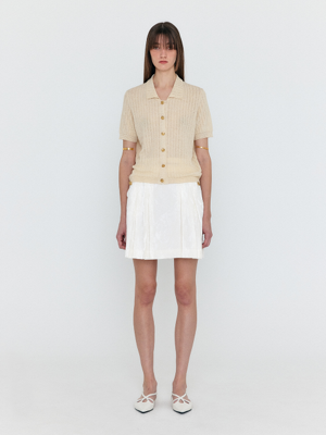 WENDEL Double-Belted Pleated Mini Skirt - Ivory