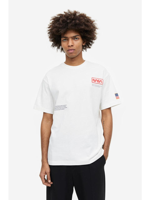 티셔츠 - 에이치엔엠 (H&M) - 릴랙스핏 티셔츠 화이트/NASA 0983738006
