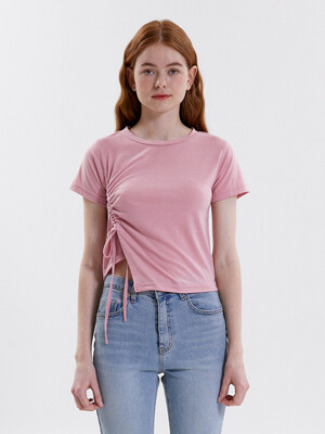 RAIL SHIRRING T.SHIRT_PINK