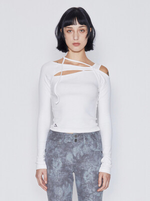 CUT-OUT LONG SLEEVE TOP (IVORY)