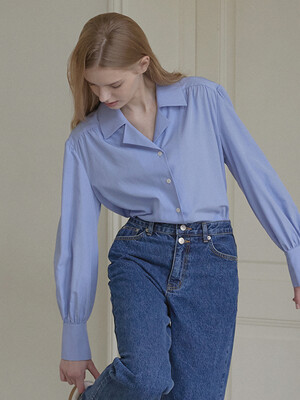 Jane Shirring Blouse - Blue