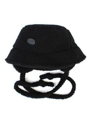 Bubble Fleece Black Earflap Bucket Hat 귀달이모자