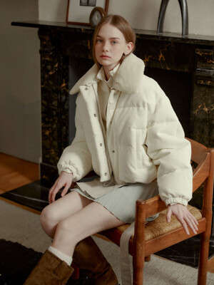 PARC Goose Down Faux-Shearing Collar Puffer Jacket_Ivory