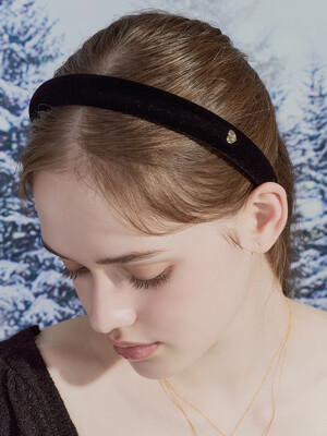 memory heart velvet hairband_black