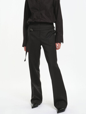 BELTED BOOT CUT TROUSERS_2colors