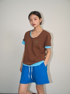 Saalty U Neck T-shirt / Brown