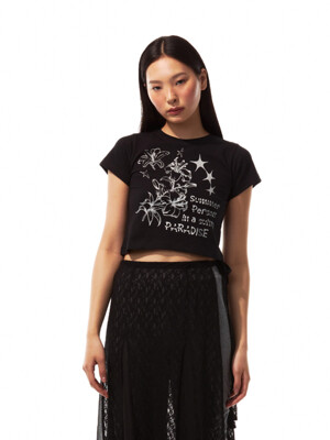 LILY DRAWING CROPPED T-SHIRT (BLACK)