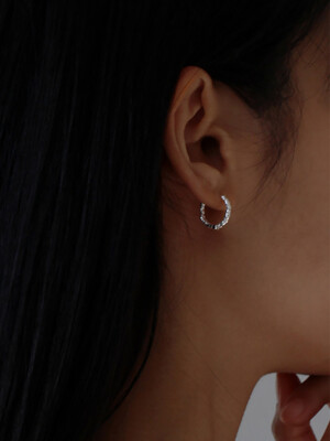[Silver 925] Glitter Hammer One-touch Earrings