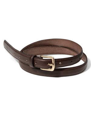 (W) simple vintage cowhide leather belt (T022_brown)