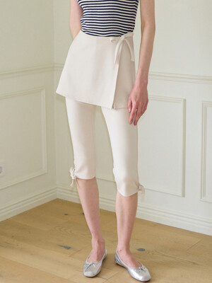 Ribbon Mid-length Skirt Pants_ Ivory