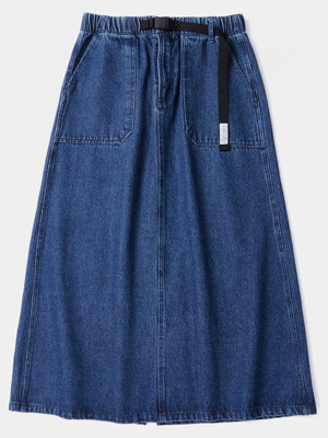 SL-LABEL BELTED DENIM SKIRT 미드나잇데님