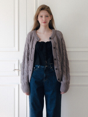 Alpaca Wool Vintage Cable Cardigan_2 Colors