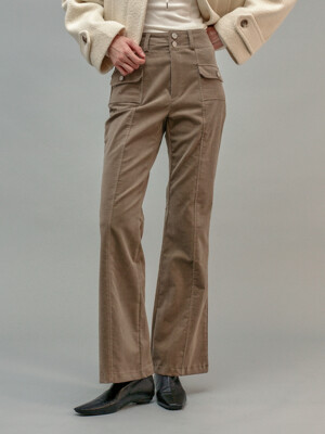 Corduroy Boots-Cut Pants Brown