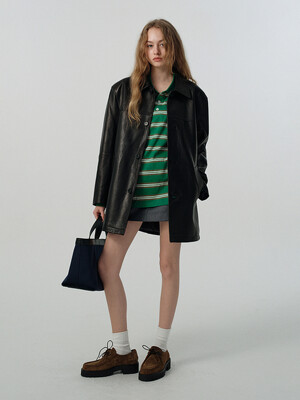UNISEX LEATHER HALF JACKET BLACK_UDJA5A106BK