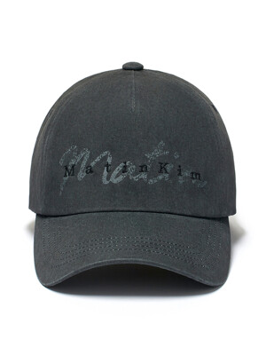 COTTON WASHED CRACK LOGO BALL CAP IN CHARCOAL