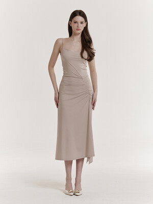 Joan Shirring One-piece (Beige/Black)