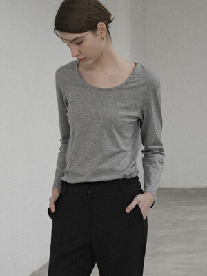 SITP5189 에센셜 U넥 긴팔 티셔츠_Melange gray