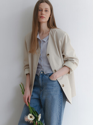 comos 1378 single V-neck jacket (light beige)