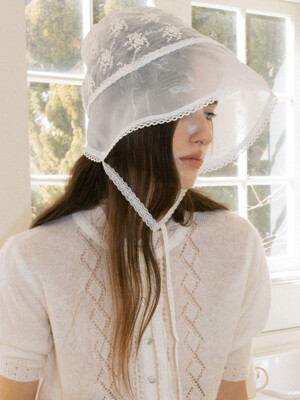 FLOWER ORGANZA BONNET_TT5S708IV