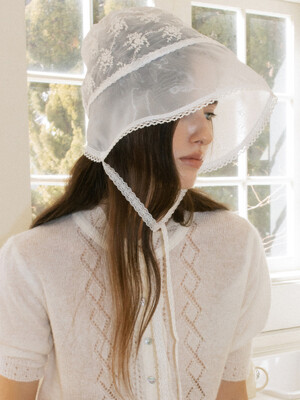 FLOWER ORGANZA BONNET_TT5S708IV