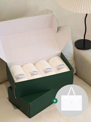 [선물포장] 1퍼센테이지 밀크폼 호텔수건 4P 선물세트 40수 210g