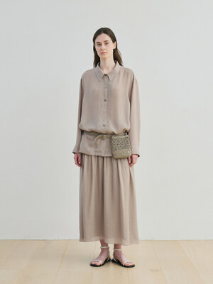 lyocell wrinkle skirt (beige)