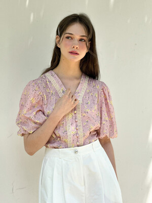 [리퍼브] Lautre Flower Puff Blouse