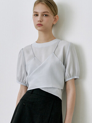 comos 1495 short-sleeved bustier blouse (alice Blue)