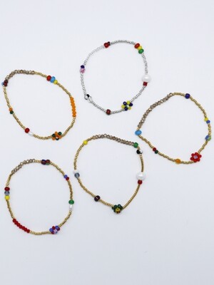 Mini flower multi beads Bracelet 담수진주 꽃 비즈팔찌 5color