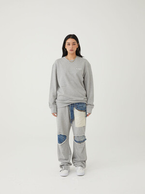 DESTROYED DENIM SWEATPANTS