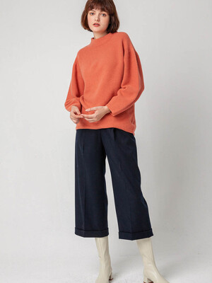 Wide Fit Turn-up Pants _NAVY