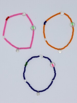 Multi charms simple beads Bracelet 스마일 참 레이어드 비즈 팔찌 3color