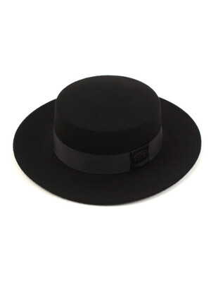 Flat Black Long Wool Fedora 울페도라