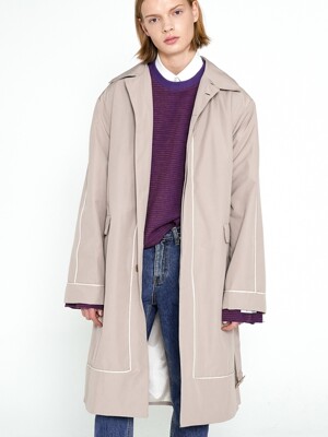 PIPING SINGLE OVER COAT_BEIGE
