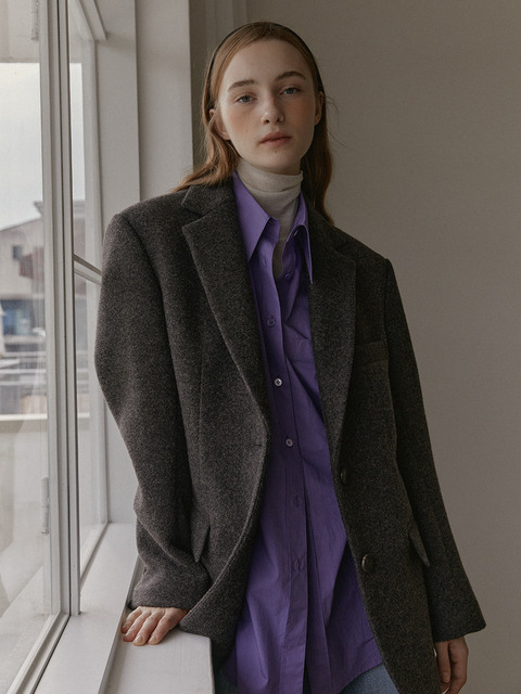 아우터,아우터,아우터 - 매넌  (MANNON) - MARC semi-overfit single blazer coat_Charcoal Brown