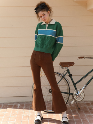 DD_Slim bootcut trousers__BROWN
