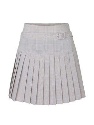 STACEY BELTED PLEATED SKIRT_Grey Pink