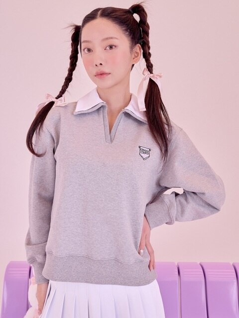 티셔츠,스포츠웨어,골프 - 플레이부 (PLAYBOO ) - ESTHER BUNNY YOU CAN DO IT COLLARED SWEATSHIRT