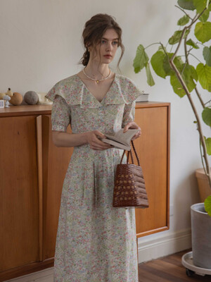 SHELLY shawl collar flower dress_mix flower
