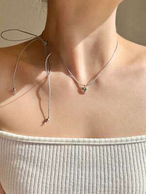 Silver Chubby Heart String Necklace