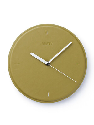 HANDMADE CIRCLE LEATHER WALL CLOCK_DUST OLIVE
